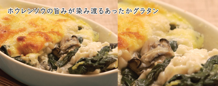 ホウレンソウと牡蠣のグラタン