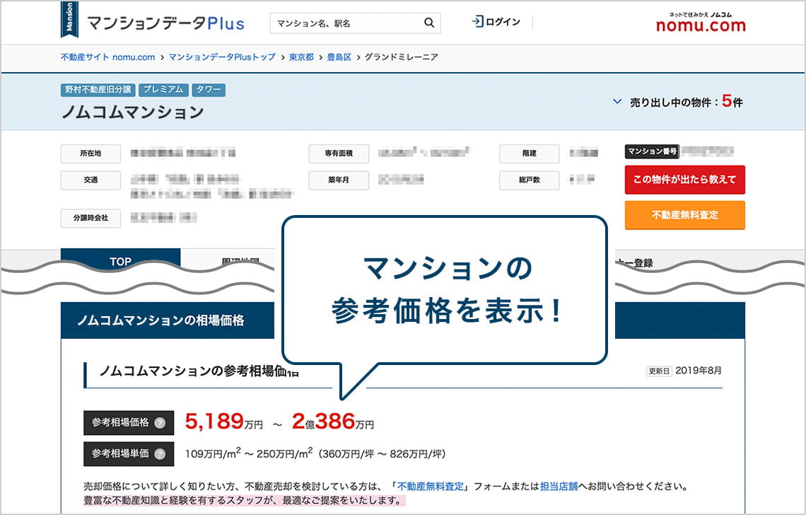 マンションデータPlus 参考画面