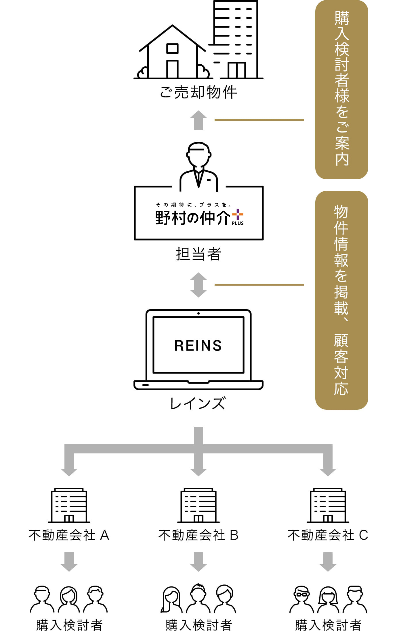「レインズ（国土交通大臣指定流通機構）」を用いた販売