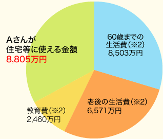 [グラフ]Aさんが住宅等に使える金額 8,805万円