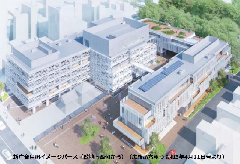 府中市新庁舎鳥瞰イメージパース