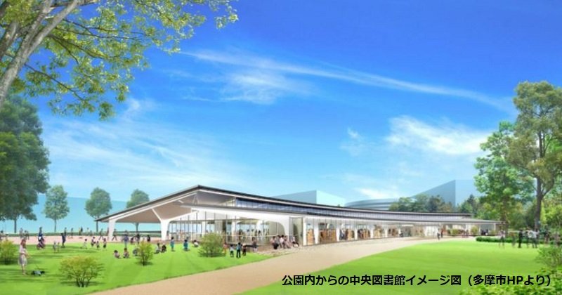 公園内からの中央図書館イメージ図（多摩市HPより）
