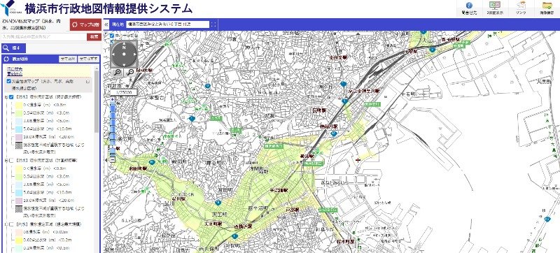 わいわい防災マップ 使用画面