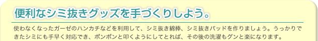 便利なシミ抜きグッズを手づくりしよう。