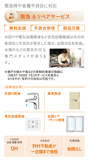 緊急＆リペアサービス(不具合に24時間365日対応)
