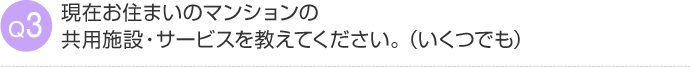 Q3 現在お住まいのマンションの共用施設・サービスを教えてください。（いくつでも）