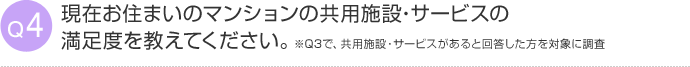 Q4 現在お住まいのマンションの共用施設・サービスの満足度を教えてください。※Q3で、共用施設・サービスがあると回答した方を対象に調査